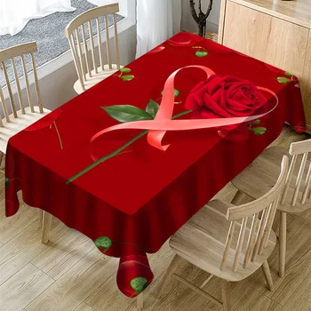 

Valentine's Tablecloth Print Red Rose Love Table Cover Rectangle Table Cloth On The Table Holiday Party Home Decor Dropship /C