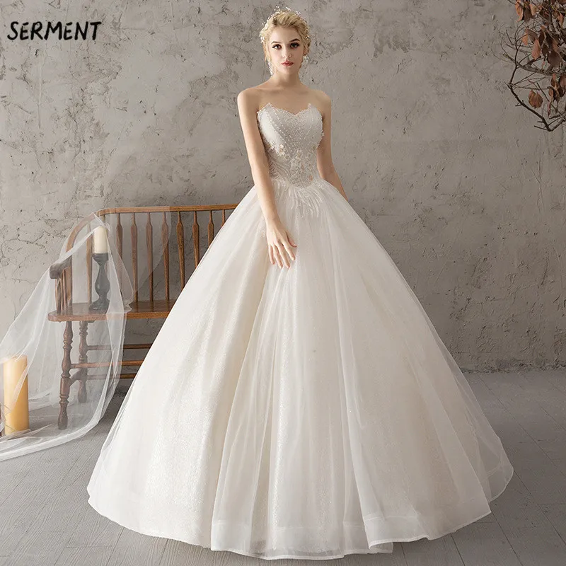 

SERMENT Simple Lace Sleeve Wedding Dress Off The Shoulder Suitable for Pregnant Women 100cm Tail Spring Summer Autumn Wedding