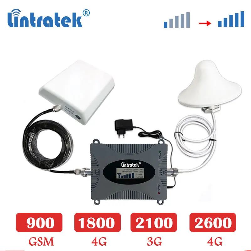 Lintratek 2600 B7 4G LTE 2600mhz сотовый усилитель повторитель 3g 2100 WCDMA GSM 900 1800mhz 4g LTE усилитель сигнала Комплект антенна sk