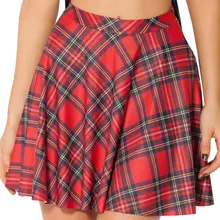 Женская одежда Европейская и американская мода плиссированная юбка в стиле преппи красные трусы с квадтратным принтом юбка высокая талия юбка