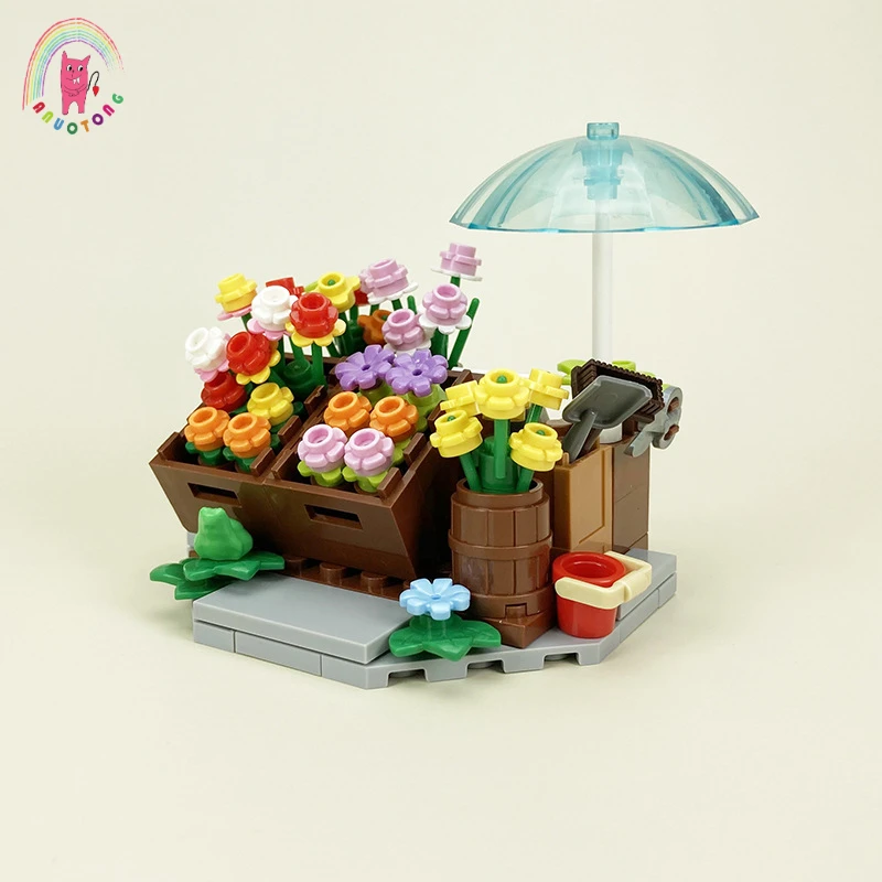 

MOC Flower Shop Selling Flower Stalls Educational Building Blocks Assembling Toys Bricks DIY Accessories Compatible Kids Gift