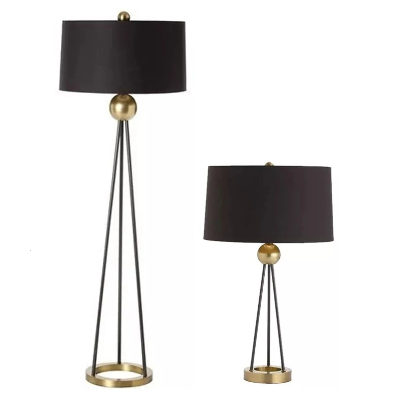 

American Modern Iron Cloth Black Minimalist Decorative Bedside Table Floor Lamp Light For Living Room Bedroom lampara de mesa