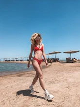 Bikini brasileño de Color liso para mujer, traje de baño Sexy para playa y piscina, conjunto de Bikinis con aumento, 2021