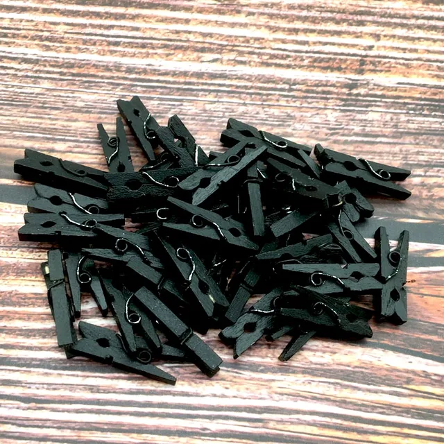 50Db Matt Fekete Barkács Karácsonyi Fotó Fal Mini Fa Klip 25X3 Mm Környezeti Kis Ruhacsipesz Gyermekek Ruhacsipeszei - Image 2