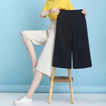 

Spring Summer Elastic Waist Wide Leg Pant Women Summer Thin Casual Pants Female Cotton Linen Trousers Plus Size Women's Clothing