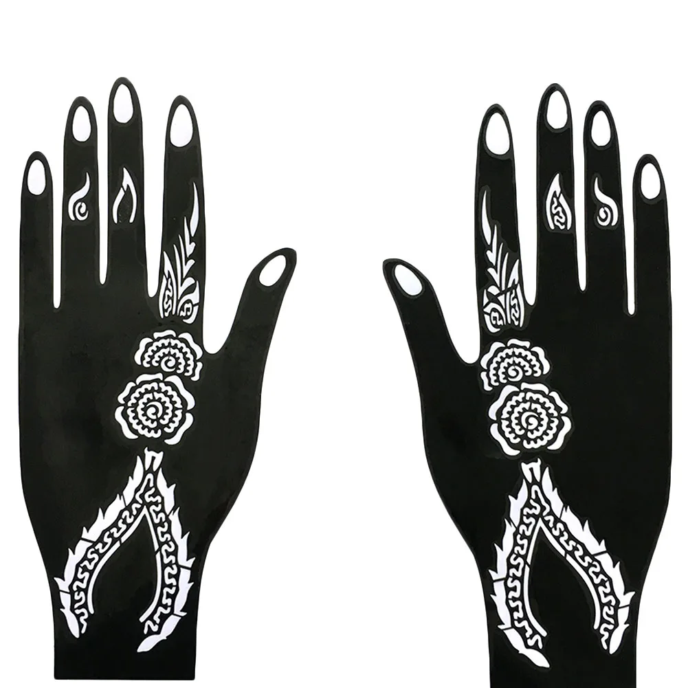 

1 Pair Black Color Hands Henna Stencils 8 Pattern For choose Body Art Tattoos Sticker use Hand Tattoo sticker 21.5*10.5cm