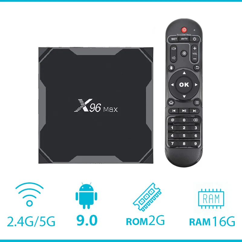 Preise X96 MAX Android 9.0 TV Box 4GB RAM 64GB ROM Streaming Media Player Voice fernbedienung S905X2 2,4G 5,8G Doppel WiFi 4K tv box