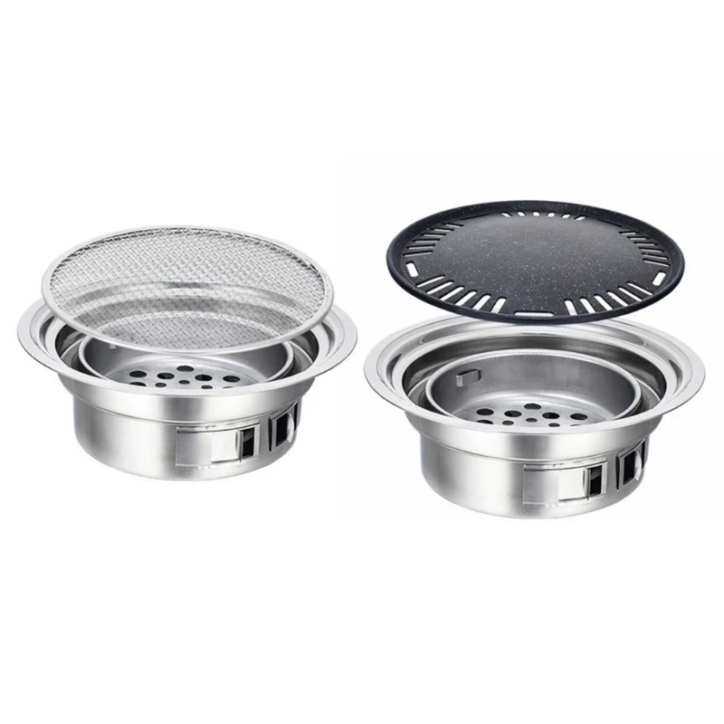 

Korean Charcoal Barbecue Grill Stainless Steel Non-stick Steak Stove Tray Grills Portable Outdoor Camping BBQ Tool