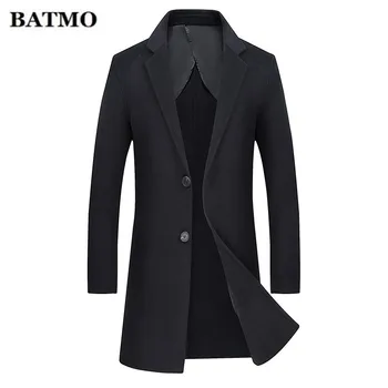 

Batmo 2019 winter new arrival High quality Men's long wool coat,Single-breasted double-sided wool trench coat men,size M-3XL.