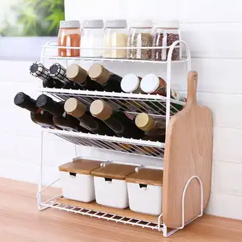 

4 Tier Kitchen Spice Storage Rack Bathroom Organizer Kitchen Shelf Multifunction Cutting Board Holder Storage Box Stocked Rack
