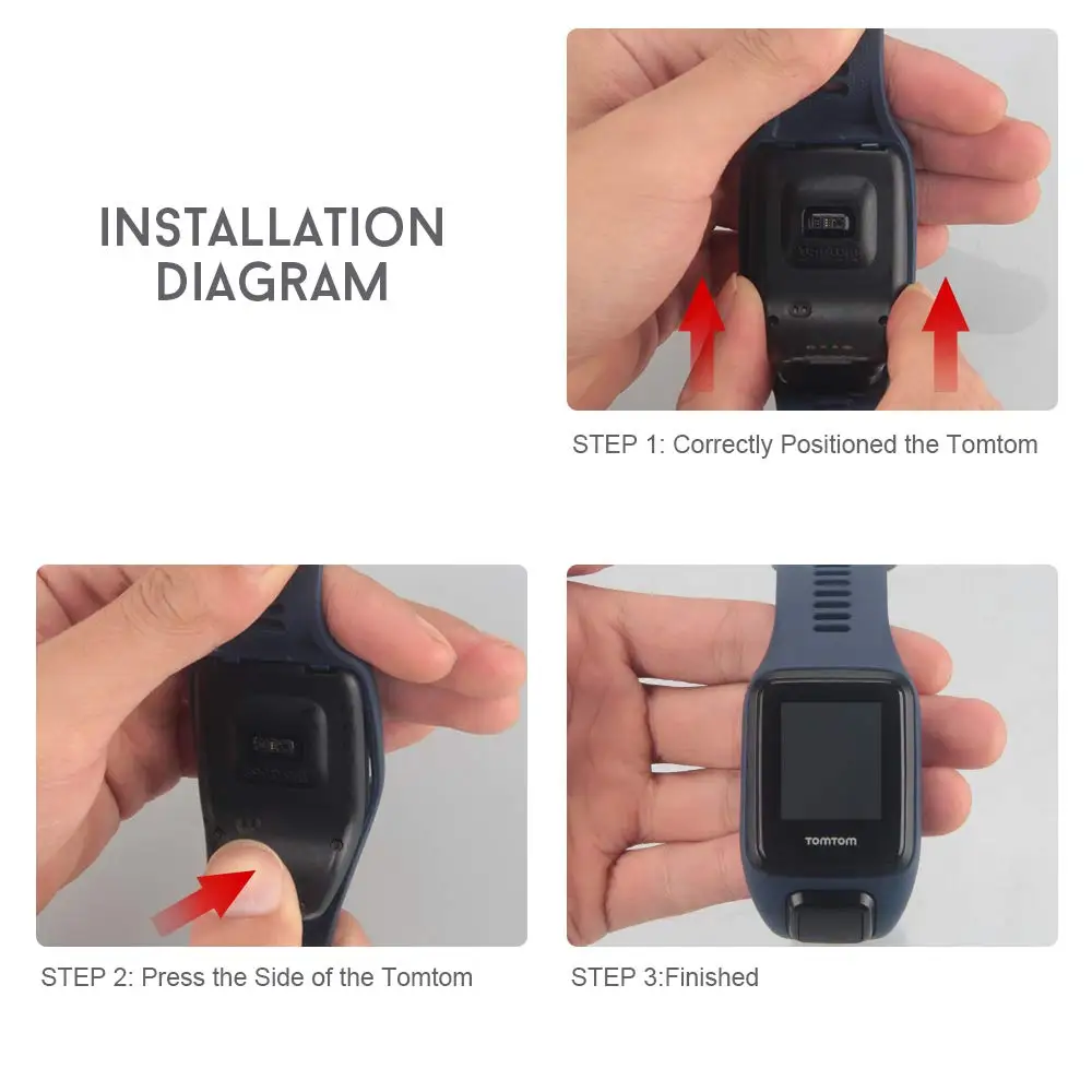 ANBEST Замена для силиконового ремешка TomTom Runner 2/3 Spark/3 ремешок спортивные часы Tom Watch
