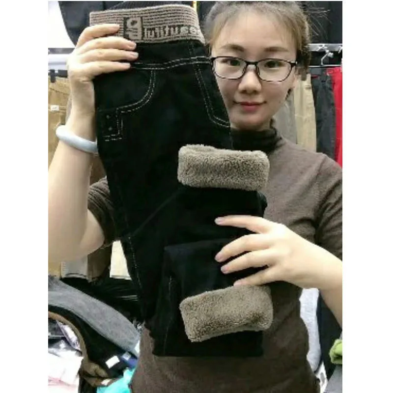 

Брюки женские зимние кашемировые, теплые, с эластичной талией, 4XL, размера плюс