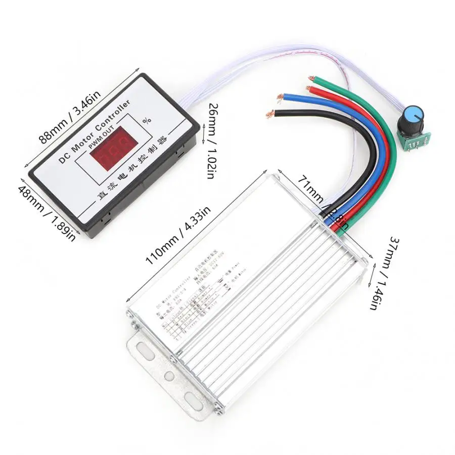 DC 12 V~ 60V 60A щетки цифровой двигатель дисплея Скорость контроллер регулитор скорости двигателя регулятора