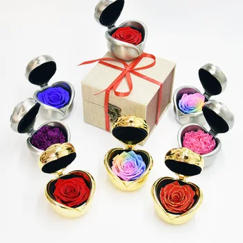 

Romance Eternal Life Flower Rose Acrylic Ring Box Valentine's Day/Creative Wedding/Mother/Birthday Gifts Marriage DIY Decoration