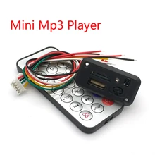 Carro 5 V/12 V Mini MP3 Decodificador Bordo USB Leitor TF U-Disk MP3 Player Com Amplificador controle Remoto IR Para Uno