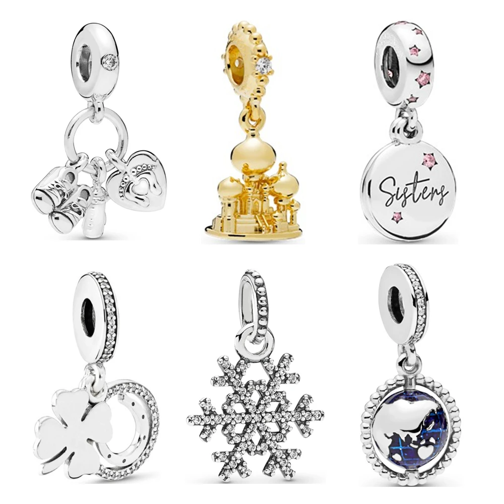 

New Original Sliver 925 Bead Alloy Earth Castle Baby Snowflake Charm Fit Pandora Bracelet Necklace DIY Women Jewelry