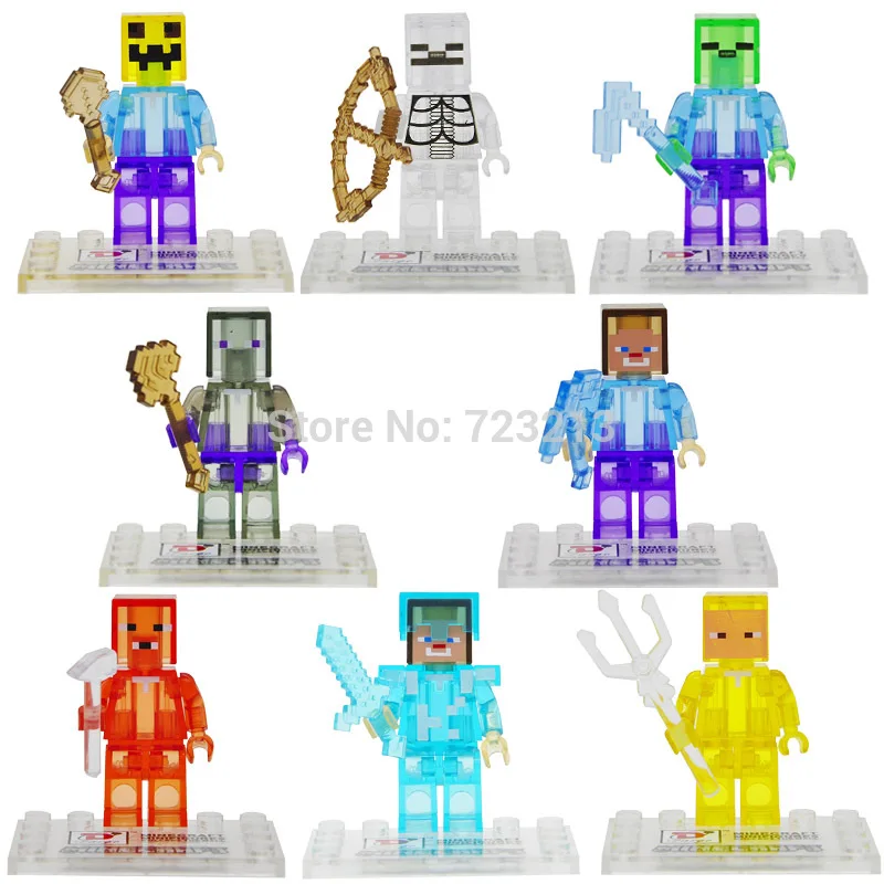 

Single Sale Cartoon Figure Crystal Clear Translucent Building Blocks Set Model Bricks Toys For Children D851 Legoing