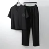 Men's Clothing Large Size Tracksuit Husband 2022 Summer Suit Linen t-shirt Fashion Male Set Chinese Style 8XL 9XL plus Two Piece ► Photo 3/6