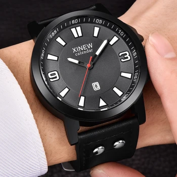 

Fashion Men PU Leather Watches Large Analog Dial Design Watch Alloy Case Classic Pin Buckle Male Sport Quartz Wristwatches