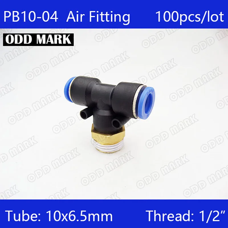 PB10-04 Free shipping HIGH QUALITY 100Pcs Pneumatic 1/2&quot Male Thread 10mm Push In Quick Fittings T Connectors | Обустройство дома