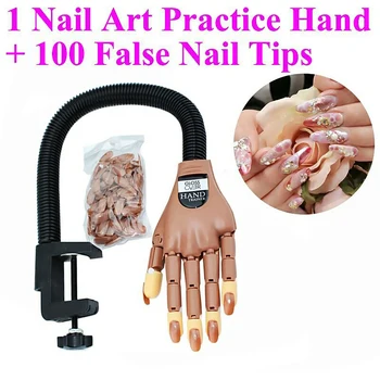 

New Adjustable Nail Art Training Hand Practice Learning Model Refit Tips