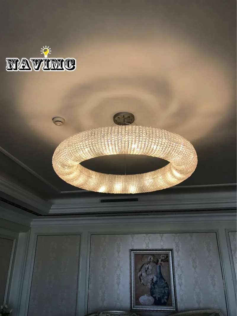 Американский RH Crystal Lustre De Cristal светодиодный круглый подвесной светильник K9 кристалл Лофт Ресторан минимализм шнур подвесной светильник