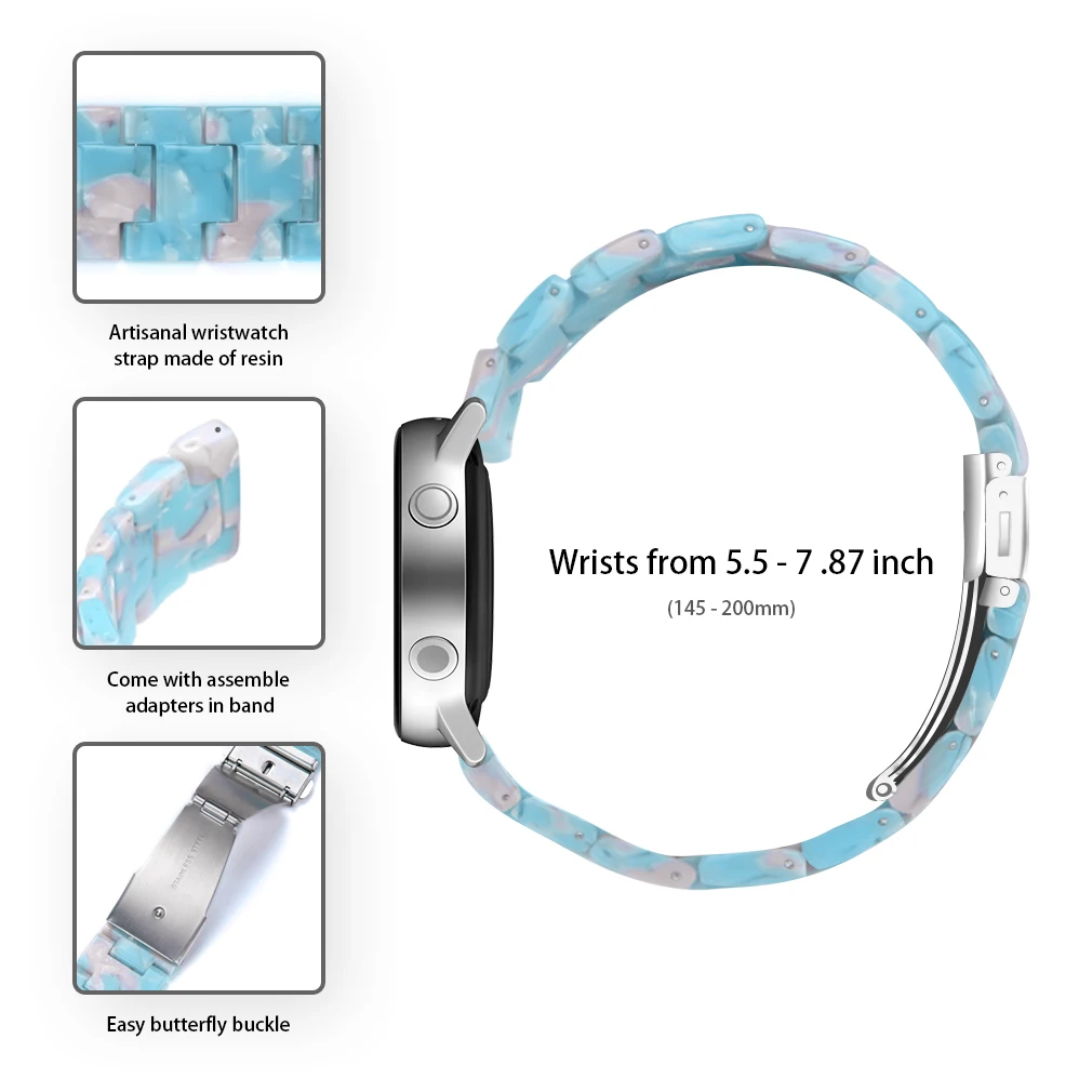 Enhanced 20mm Resin Smart Watch Strap - Versatile Replacement Wristband in Stylish Design