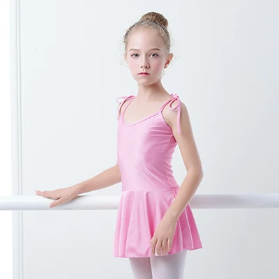 Pink-camisole Блестящее балетное трико из спандекса платье камзол форма для гимнастики девочек детский купальник для балета, танцев с юбкой - Цвет: Pink-camisole