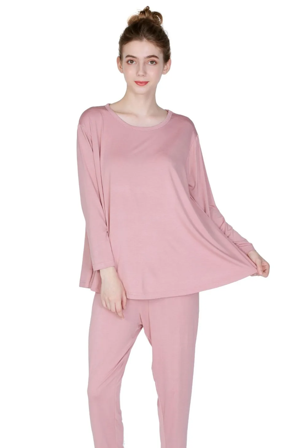 Pijama новые модальные домашние костюмы с длинными рукавами комплект из двух предметов, женские повседневные пижамы, КОСТЮМЫ СВОБОДНАЯ Пижама, рубашка+ штаны, комплект из 2 предметов