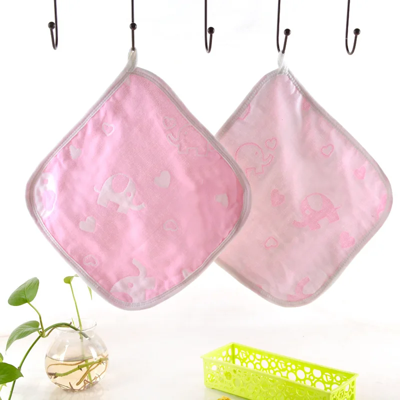  Newborn Infant Mushroom Kerchief Cotton Bibs Six-layer Gauze Small Handkerchief Baby Face Wash Feed