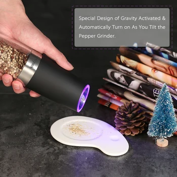

New Pepper Mill Automatic Electric Gravity Pepper Grinder LED Light Salt Mill Muller BPA Kitchen Seasoning Grinding Tool