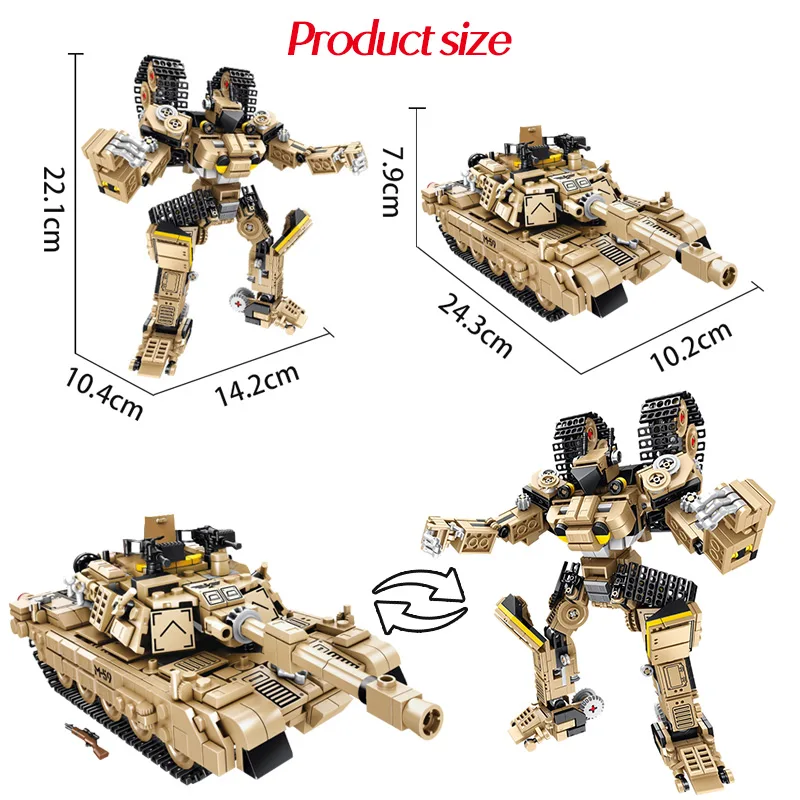 Günstig 810 Pcs Verformung Roboter Bausteine Kompatibel Legoingly Military WW2 M1A2 Abrams Kampfpanzer Ziegel Tank Spielzeug für Jungen