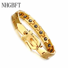 NHGBFT магнитные силовые браслеты для мужчин Панк тяжелый золотой цвет нержавеющая сталь регулируемый браслет