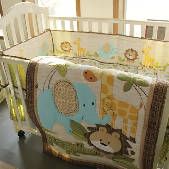

Baby Bedding Crib Cot Quilt Set Nursery Bumper Sheet Dust Ruffle Blanket Safety Cotton Baby Bedding Set Washable 7Pcs/Set