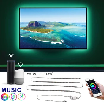 

Smart Wifi Music LED Strip Lights Sync Music USB TV Backlight Kit with Remote Works 16 Color Changing 5050 LEDs Bias Lighting