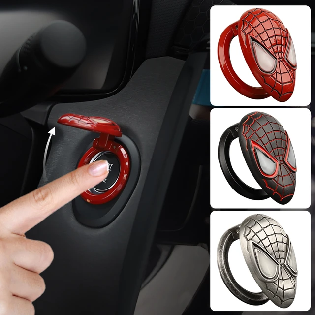 車のインテリアアクセサリー スプレーストップボタン 保護カバーステッカー マーベル スパイダーマン 車のインテリア Aliexpress Mobile