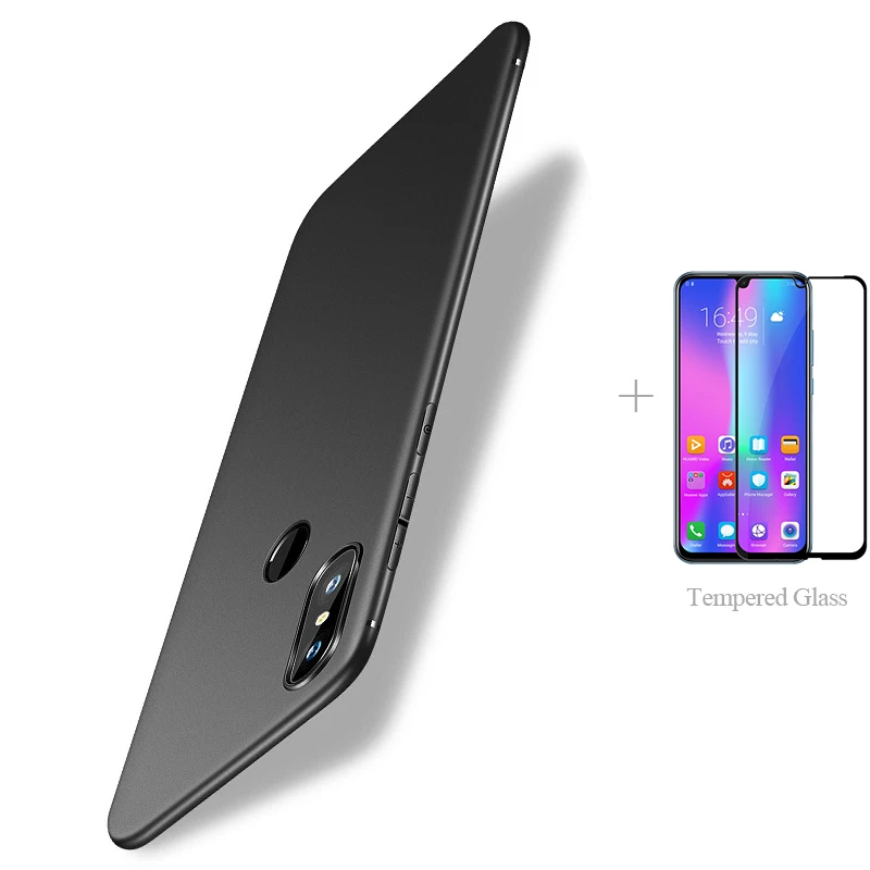 Матовый чехол-накладка + Полное закаленное стекло для Xiaomi Mi 9 Lite 9T Pro 8 Se Play CC9 Black Shark