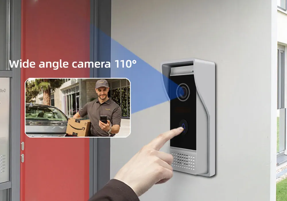 Sistema de Vídeo Porteiro com Dispositivo de Visão sem Fio 7 Wifi Noturna Câmera Detecção Movimento Branco - Preto 2 Monitores Toque App Telefone 16 Cheap Interfone com câmera
