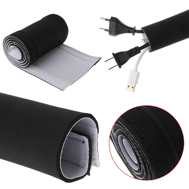 

Cable Management Sleeve Flexible Neoprene Wrap Wire Cord Hider Cover Organizer