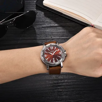 

Fashion xinew Men Sports Date Analog Quartz Leather Stainless Steel Wrist Men's watch Wrist Party decoration suit Dress Watch gi