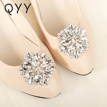 

QYY Fashion Women Shoe Buckle Flower Austrian Crystal Bridal Shoe Accessories Jewelry Wedding Shoe Clips for Bride Gifts