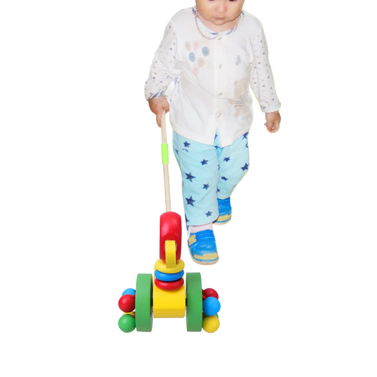 Wooden Trolley Baby Walker Toy Premium Material Cartoon Design Educational
