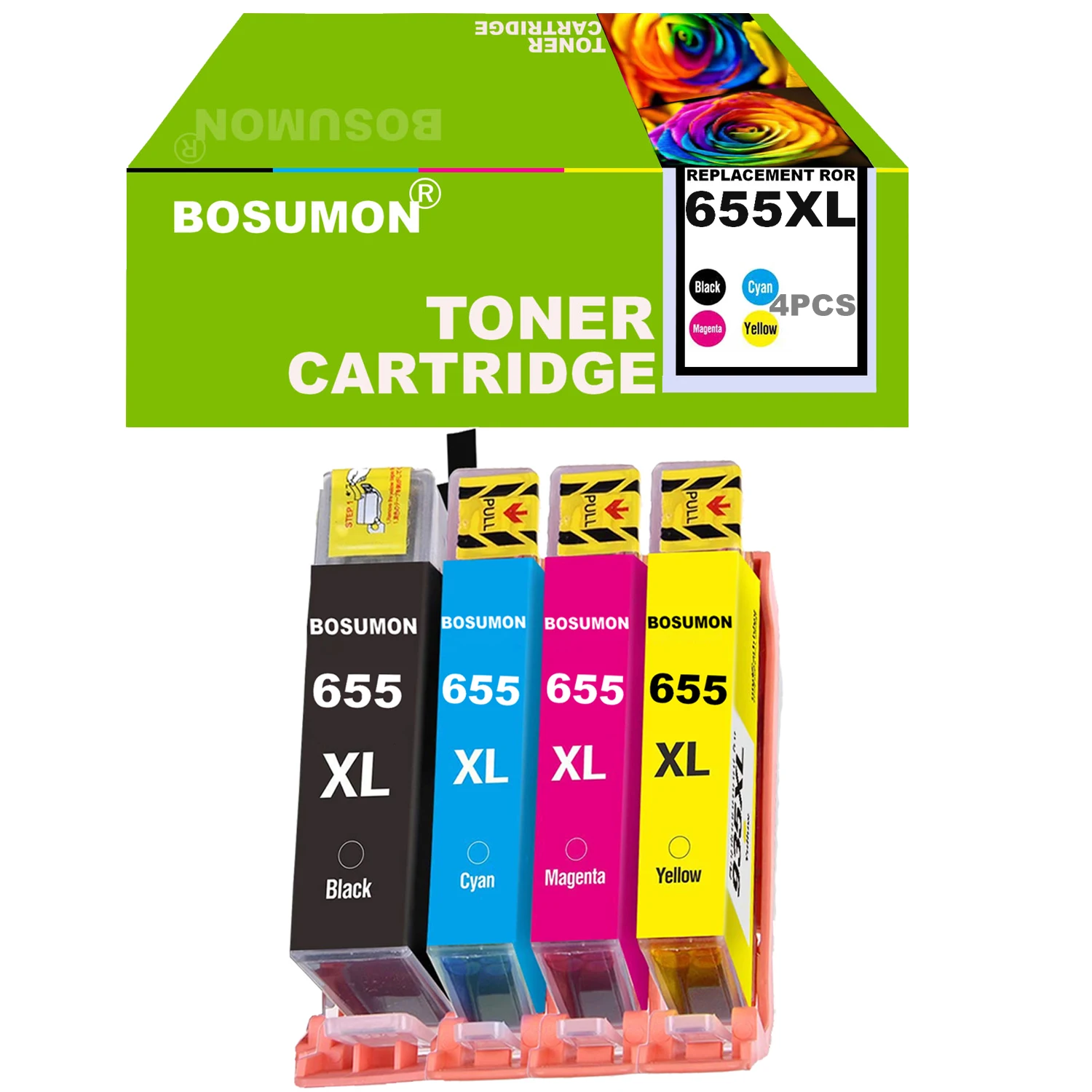 

Bosumon 655 Ink Cartridge Compatible for HP 655 Ink cartridge with chip For hp Deskjet 3525 4615 4625 5525 6520 6525 6625 BK+CMY