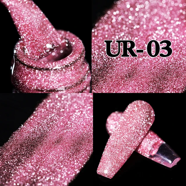 UR SUGAR 7.5ml Pink Reflective Glitter Gel Nail Polish Silver Purple Sequins Soak Off UV Gel Nail Art Manicuring Nail Gel Reflective -3