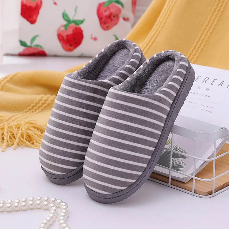 Gray ( Men) WENYUJH Autumn Winter Slippers Unisex Slippers Fluffy Fur Slip On House Slippers Soft Indoor Warm Home Casual Warm Shoes - Цвет: Gray ( Men)