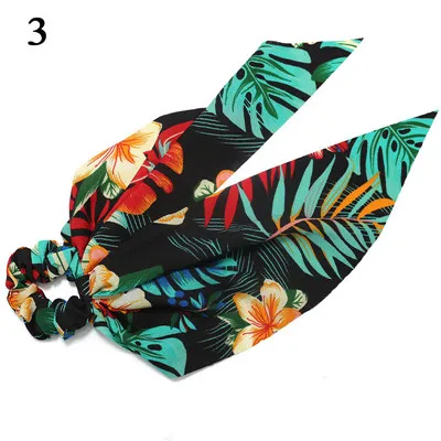 H3 Ponytail scrunchie hair ties Scarf Elastic Hair Rope for Women Hair Bow Ties Scrunchies Hair Bands Flower Print Ribbon Hairbands - Цвет: H3