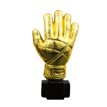 

Goalkeeper Plating Resin Trophy Goalie Gloves Shape Soccer Match Award Toy with Base for Office School Kindergarten (Golden)