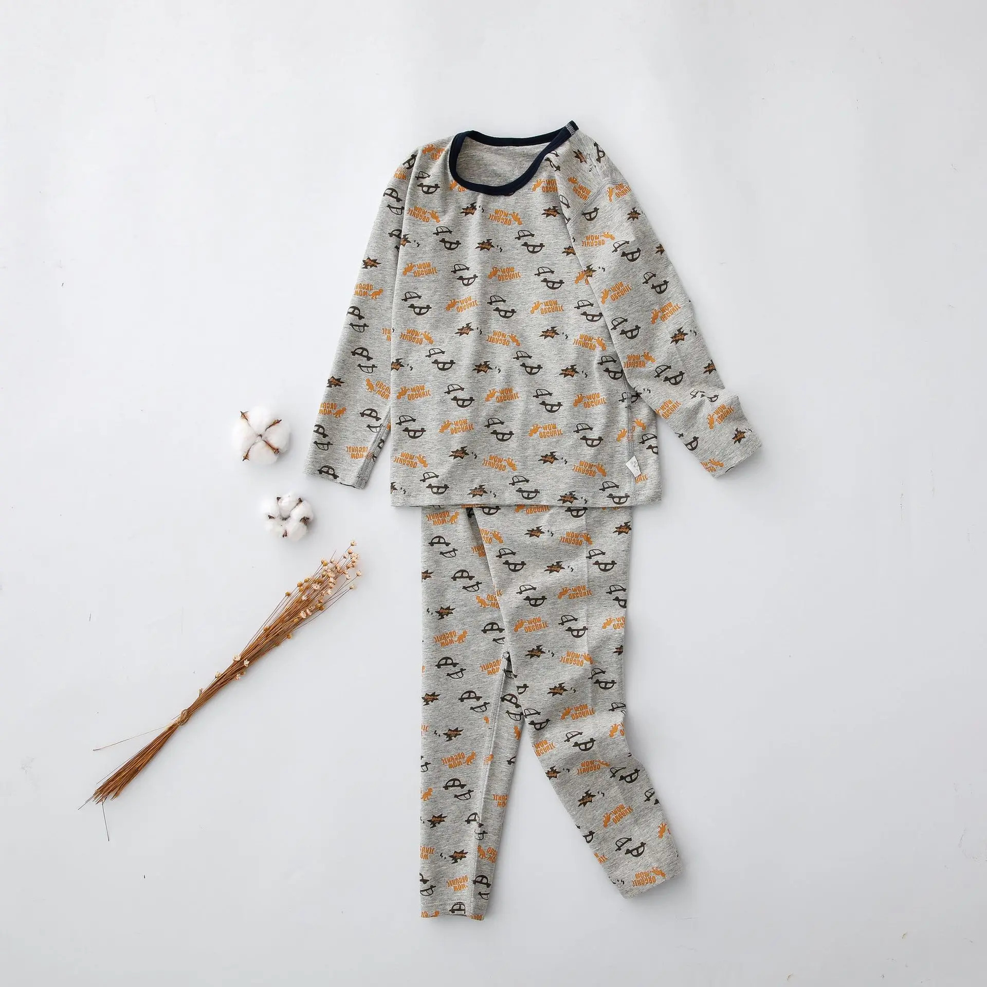 Бежевый Children's Underwear Cotton Autumn Winter New Double-sided Sanding Korean Family Clothing Boy Autumn Kids Pajamas Pants Set - Цвет: Бежевый