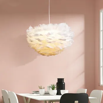 

Modern Loft white nature Goose feather Pendant Lights romantic home restaurant bedroom living room led chandelier YHJ011012