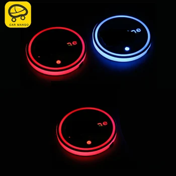 

CARMANGO Car Styling LED Light Drink Cup Holder Pad Mat Trim Sticker Interior Accessories for Audi Q3 8U 2016 2017 2018